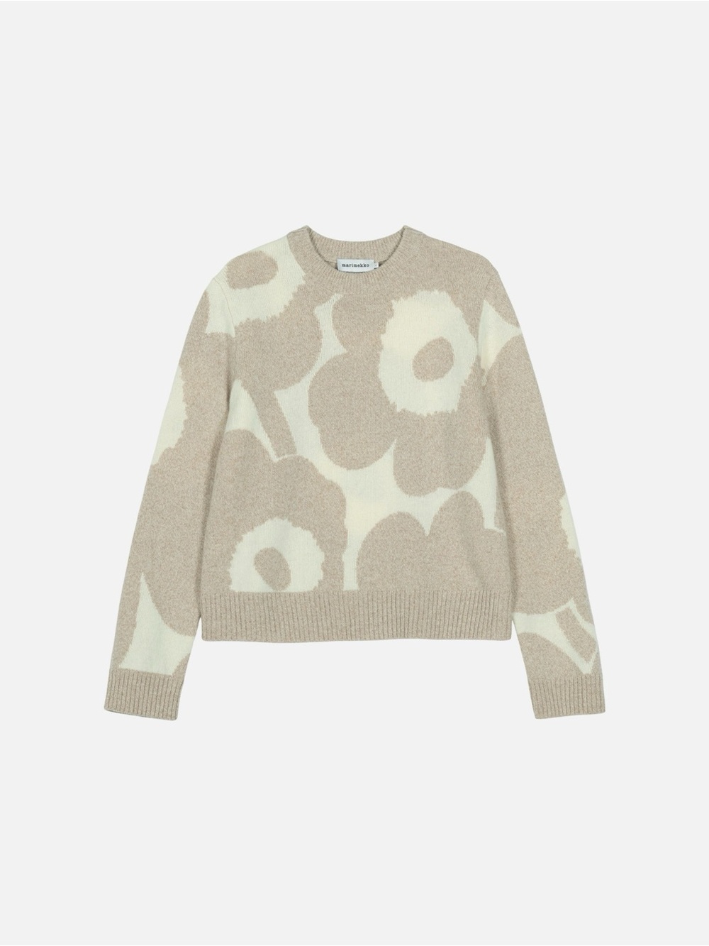 Marimekko Floral Crewneck Sweater in Beige and Cream